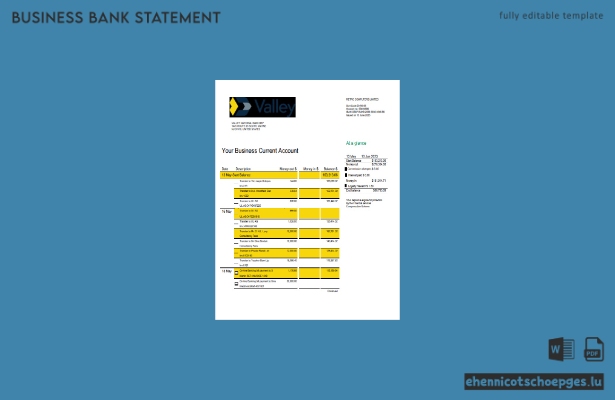Valley National Bank Geschäftsbericht – Beispiel-Word- und PDF-Datei (Vorschau)